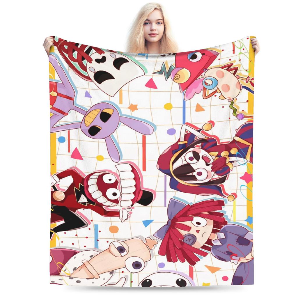 Le Incredibili Coperte del Circo Digitale in Pile Primavera/Autunno Coperte da Viaggio Portatili Leggere per Divano di Casa Trapunta