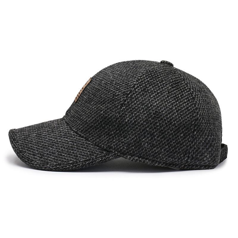 Woolen Knitted Winter Ear Cover Baseball Cap Men Thicken Warm Hats with Earflaps Sport Golf Hats Snapback