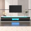 TV Media Cabinet Cabinet High-Gloss Color-Coordinated with Black Storage and White Featuring Color-Changing LED Light Home Decor