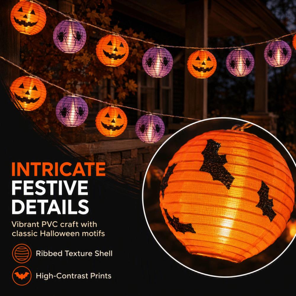 Luminous Halloween Pumpkin Lantern String Hanging Halloween Spider Lights Haunted House