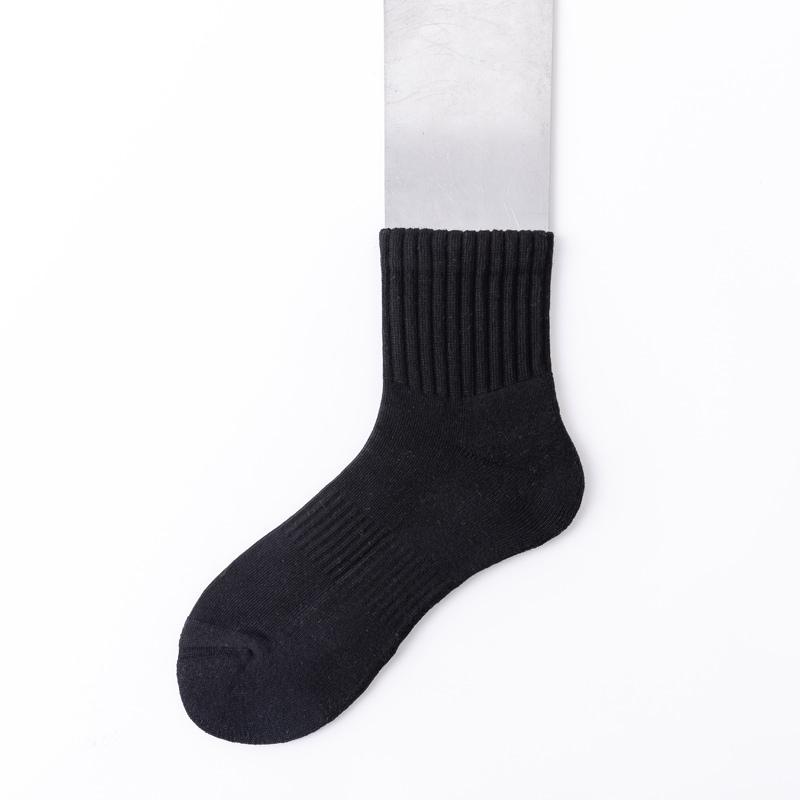 Breathable Organic Bamboo Cotton Socks Manufacturers Compression Sports Terry Socks  Solid Pure Black Seamless Socks