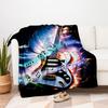 Electric Guitar Music Notes Flame Art Print PosterBlanket Flannel Throw Blanket for Sofa, Bed, Travel, Camping, Office