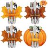 Moon Boat 48PCS Thanksgiving Paper Utensil Holder for Silverware: Fall Maple Leaves Pumpkin Cutlery Holders Table Decorations Autumn Dinner