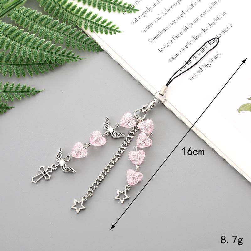 Handmade Beaded Cross Pendant Keychain Phone Case Chain - Exquisite Gift Ornament