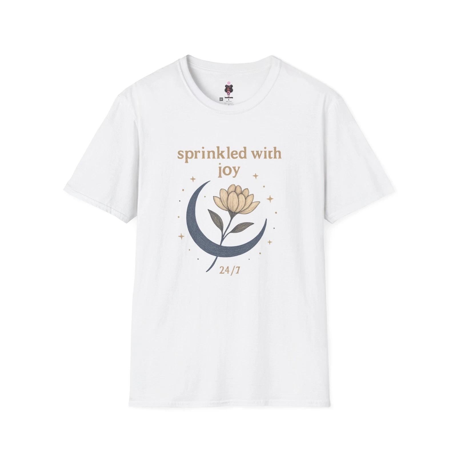 

Moon and Flower Unisex T-Shirt, Sprinkled with Joy, Softstyle Tee, Graphic L