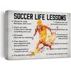 Soccer Poster Canvas Wall Art Home Decor, Soccer Life Lessons Pirational Canvas Print Painting Ready To Hang, Soccer Gifts for Men - Easel & Hanging