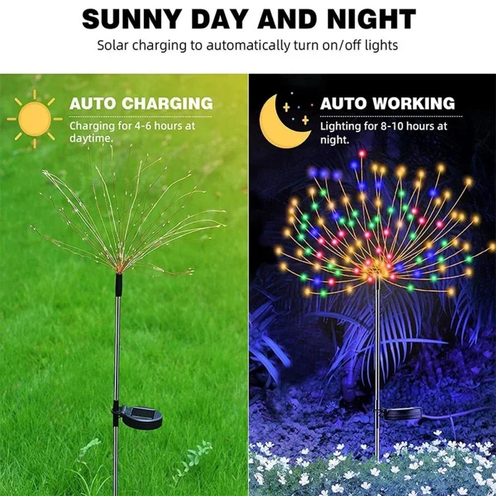 1/2/4Pcs 200LED Solar LED Firework Fairy Light Outdoor Garden Decoration Lawn Pathway Light For Patio Yard Party Christmas Wedding