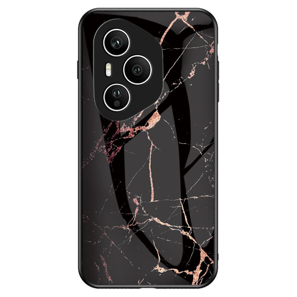 For Honor 400 Pro 5G (Global) Case Marble Pattern Tempered Glass+PC+TPU Protective Phone Cover