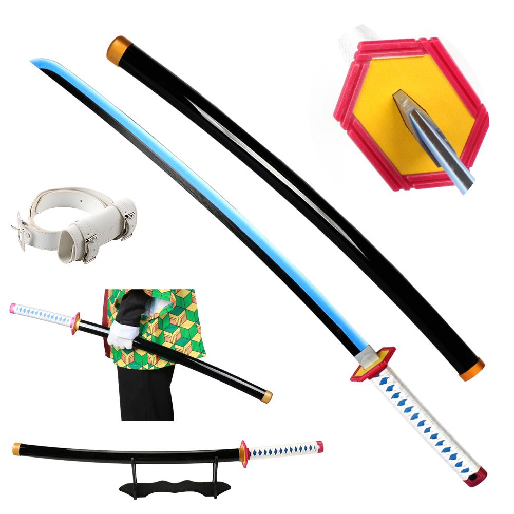 Anime Katana 104cm/41in Tanjiro Zenitsu Kyoujurou Samurai Swords Original Texture Anime Katana Cosplay Bamboo Wooden Toy Sword