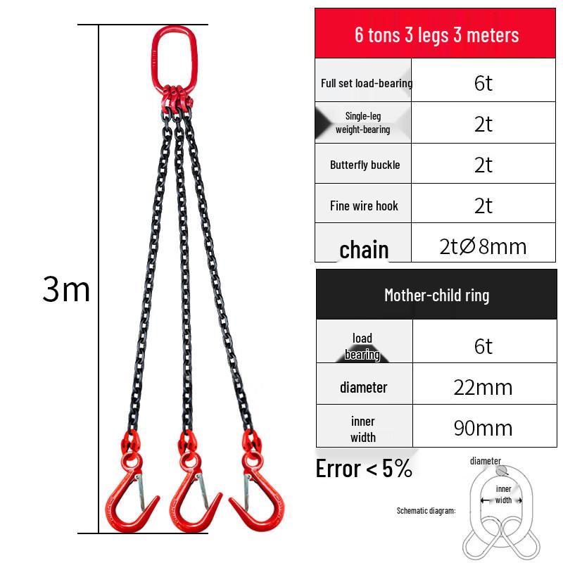 

Jun Ding Ying 6-Ton 3-Leg Chain Sling Set