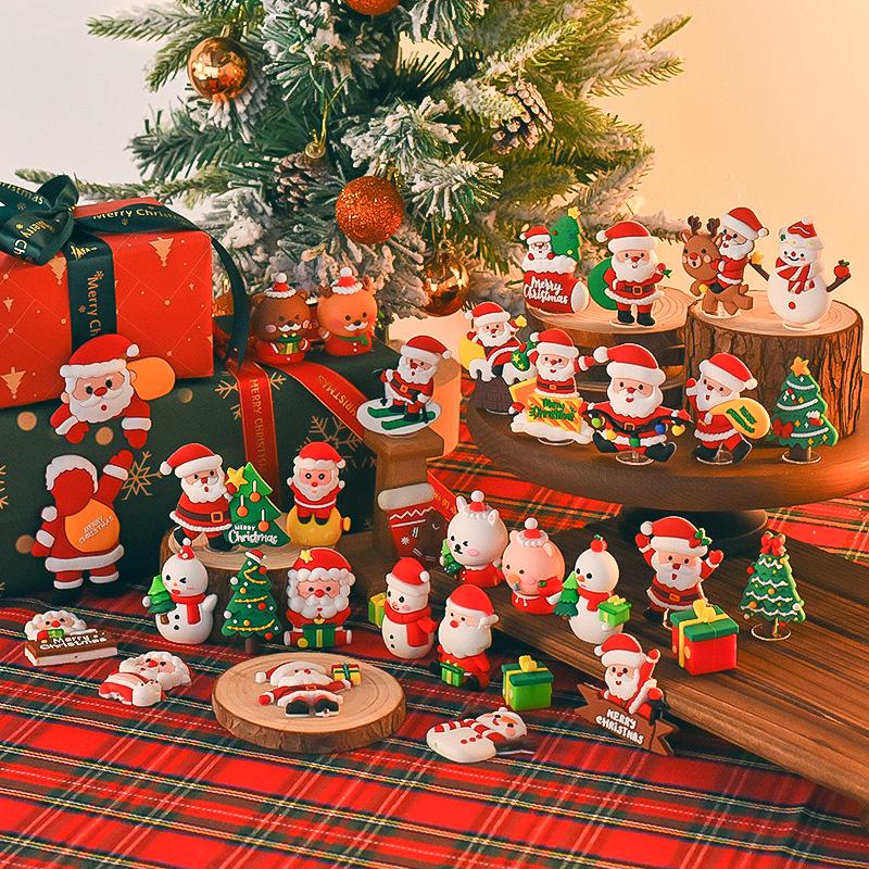 Popular Soft Glue Christmas Cake Ornaments: Santa Claus & Snowman Inserts for Holiday Party Desserts