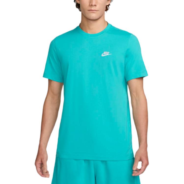 Nike Logo Printed Crew Neck Straight Cut Short Sleeve T-Shirt Men Tops Blue AR4999-345