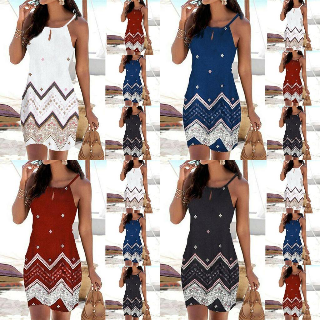 Women's Strappy Floral Print Mini Dress For Summer Stylish Beach Getaways