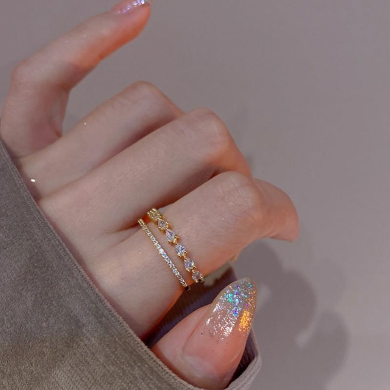 Stunning Heart Shaped Zirconia Stackable Pearl Ring For Women In Chic Copper Design