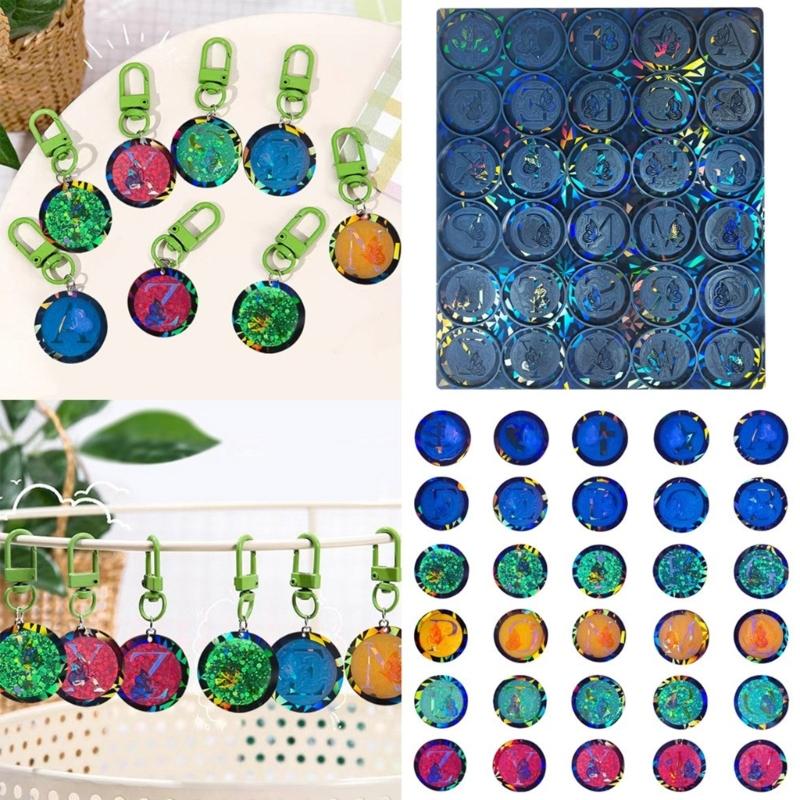 Keychain Silicone Resin Mold Holographic Butterfly Alphabets Silicone Molds Decors