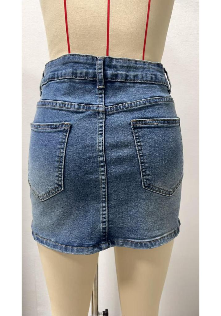 Slanke Casual Elastische Dames Denim Minirok - Gewassen Nieuwe Stijl 2026