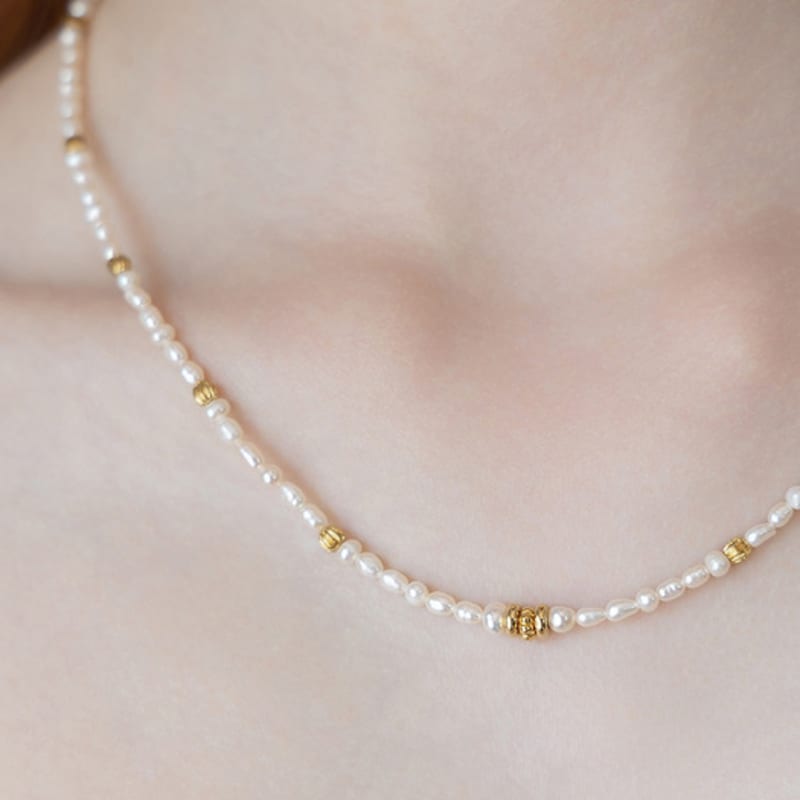 Tatiana Gold Dot Freshwater Pearl Necklace NZ2489