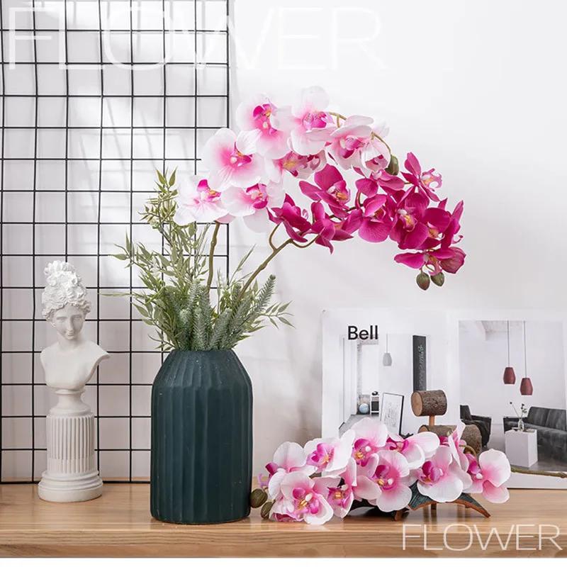 10 Heads 72cm Artificial Flower Phalaenopsis Latex Silicon Real Touch Big Orchid Orchidee Wedding Home Decoration