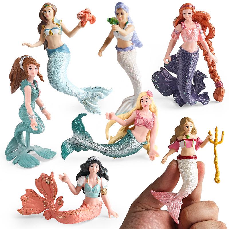 Solid Mermaid Princess Figurine - Realistic Doll Model Cake Ornament
