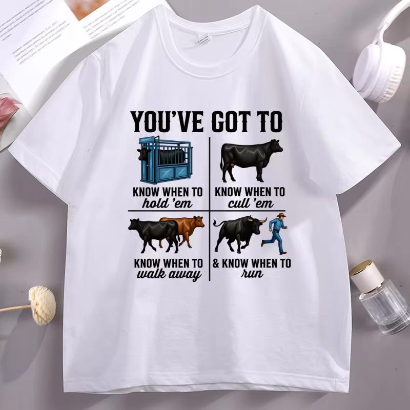 Funny Rancher Graphic Tee Cow Printed T Shirt Cotton Short Sleeve Round Neck Tshirts Male Comfortable T-shirt