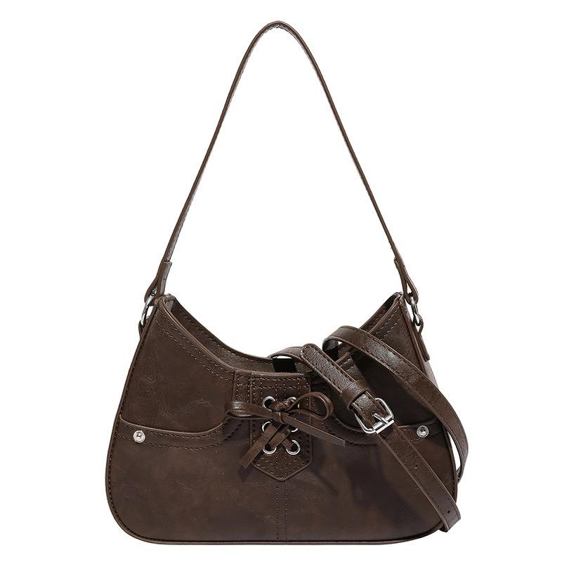 Personality Trendy Fashion Bow Underarm Bag Women's New Shoulder Texture Commuter Baguette Bag