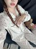 Autumn new ice silk small polka dot lace high-end long-sleeved trousers women's pajamas thin loose loungewear