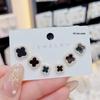 Set di Orecchini a Bottone in Argento Sterling con Quadrifoglio Auspicioso per Donna