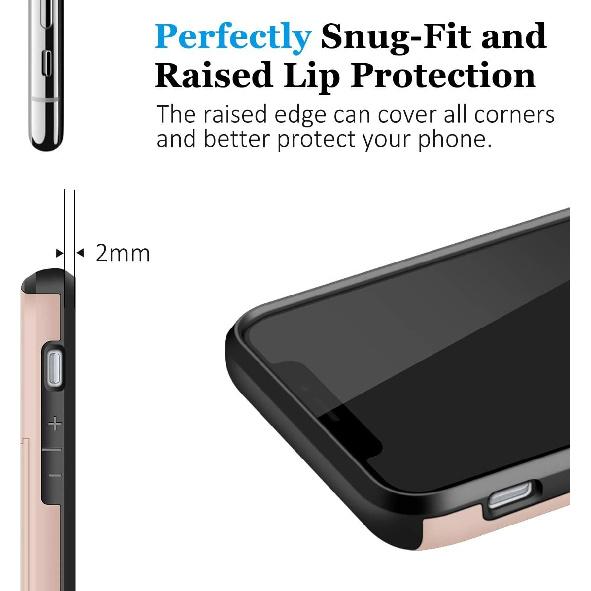 SAMONPOW for iPhone 11 Case Wallet Card Holder Dual Layer Heavy Duty Shockproof Anti Scratch Soft Rubber Bumper Case Phone Case for iPhone 11 6.1