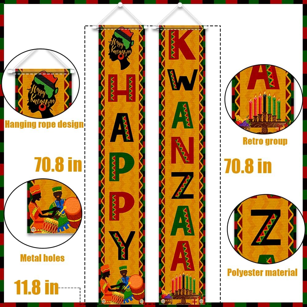 Vintage Happy Kwanzaa Decorations Door Banner Happy Kwanzaa Banner Harvest Backdrop Ns Heritage Welcome Porch Sign for Ns Heritage Holiday
