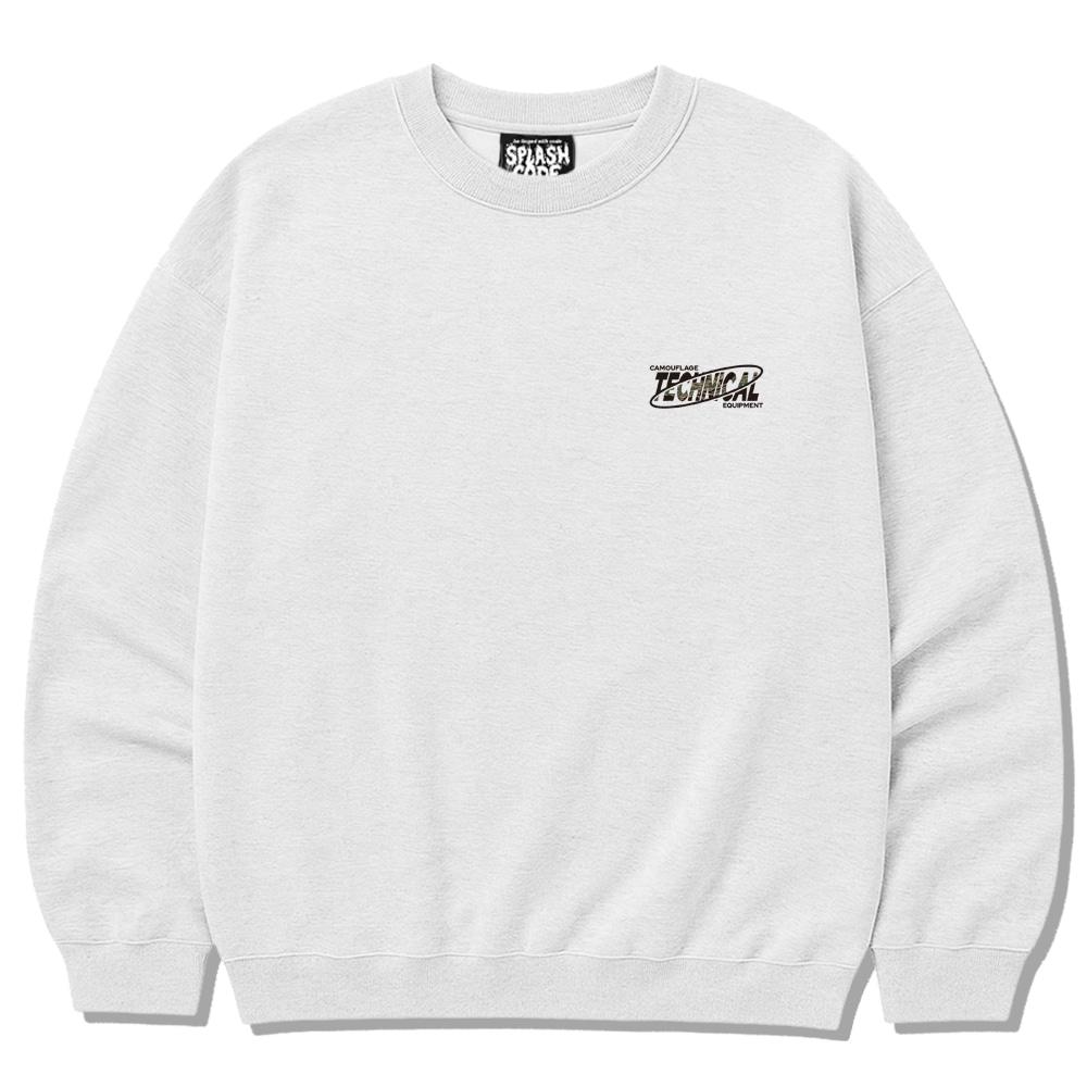 Seupeullaesikodeu Heavy Crewneck Sweatshirt Melange White - Tiger Stripe