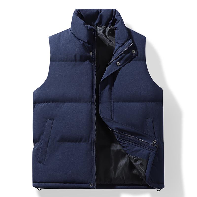 

Мужской однотонный зимний жилет из хлопка с воротником-стойкой - теплая, модная куртка без рукавов XXL синий