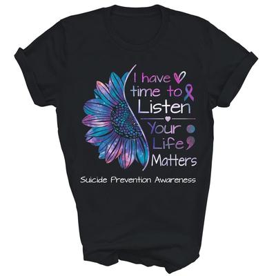 Suizidprävention Bewusstsein Teal Lila Unisex Shirt Geschenk