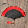 Sophisticated Gift Folding Fan Bamboo Hand-Held Chinese Vintage Lightweight Cooling Exquisite Tassel Handheld with Tassels for Dance Music Festival