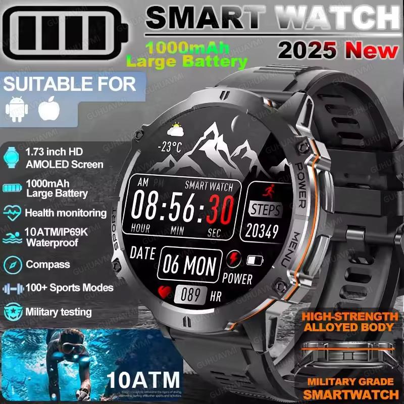 New TANK 3 Men Swim 1000mAh Battery Smart Watch IP69K&10ATM Waterproof GPS Compass Altimeter Call AMOLED Outdoors Sport Watches