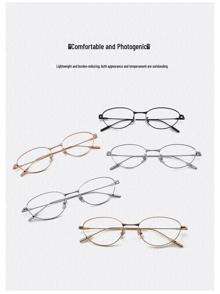 Pure Titanium Cat-Eye Eyeglass Frame 55 - Super Light, No-Makeup Style, Little Fox Design