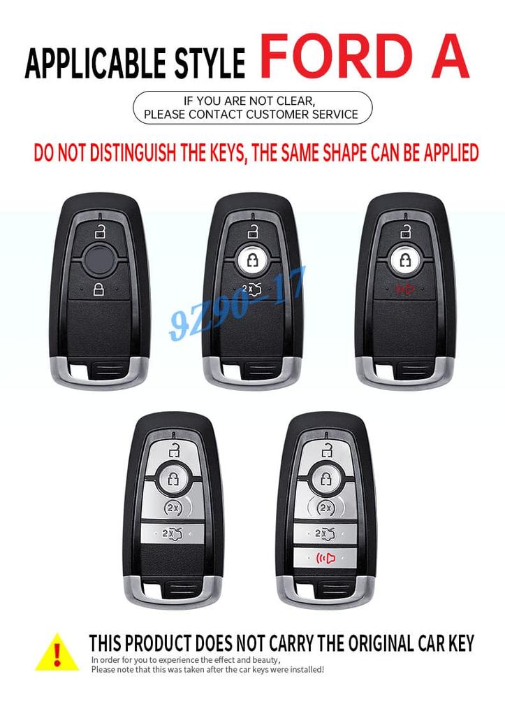Metal Leather Car Key Fob Case Cover Keychain For Bag Ford Escape F150 Explorer Kuga Edge Bronco Sport Ecosport Mustang Maverick