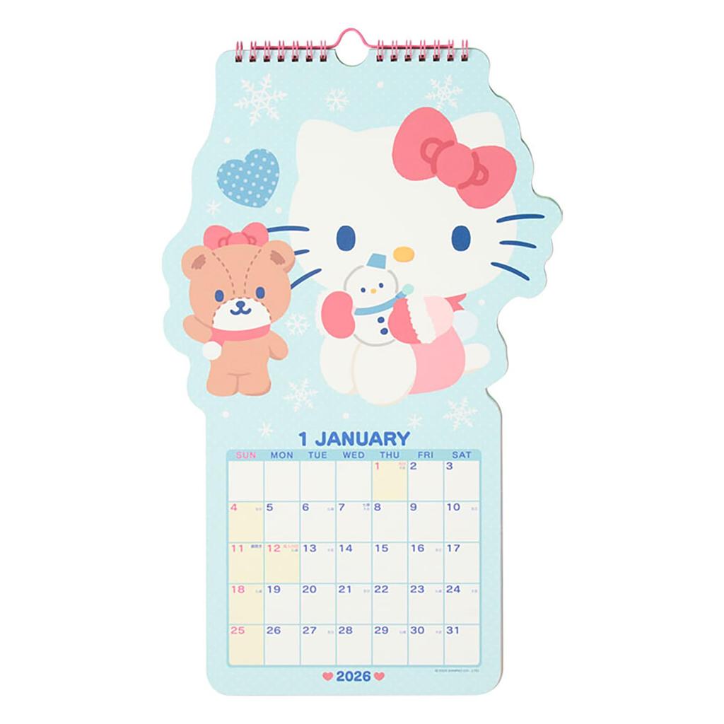 Sanrio 2026 Hello Kitty Paper Wall Wall 622800 Die-Cut Calendar, Calendar, Calendar,