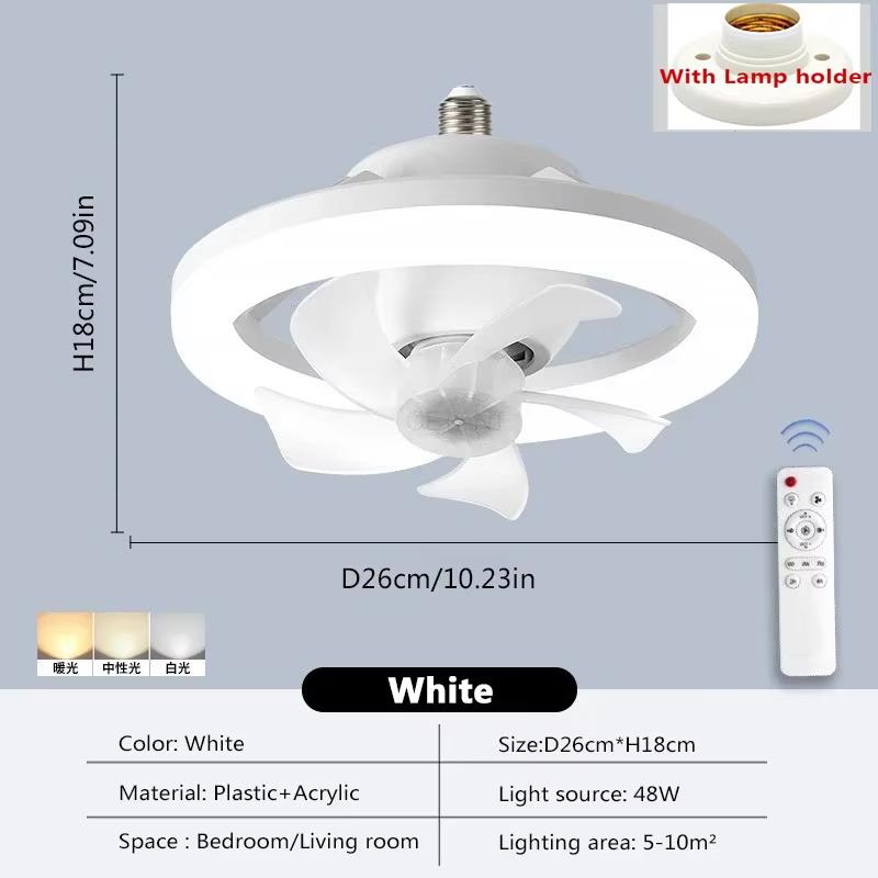 Ceiling Fan Light LED 360° Rotation Fan Lamp For Living Dining Room Bedroom 3 Gear Wind Speed Periodic Fan Decorative Lamp