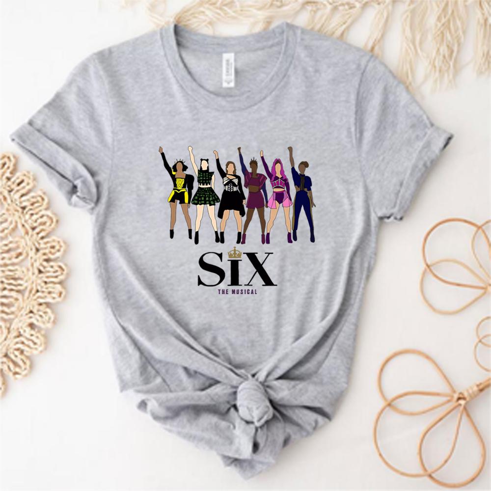Sechs Musikalische T-Shirts Broadway Sechs Musical Druck Kurzarmshirt Musikalische Shirts Damen Lustiges T-Shirt Fans Geschenk Unisex Freizeit Oberteile