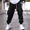 Mens Vintage Workwear Cargo Pants Loose Fit Straight Leg Printed Trousers Fall Outdoor Activity