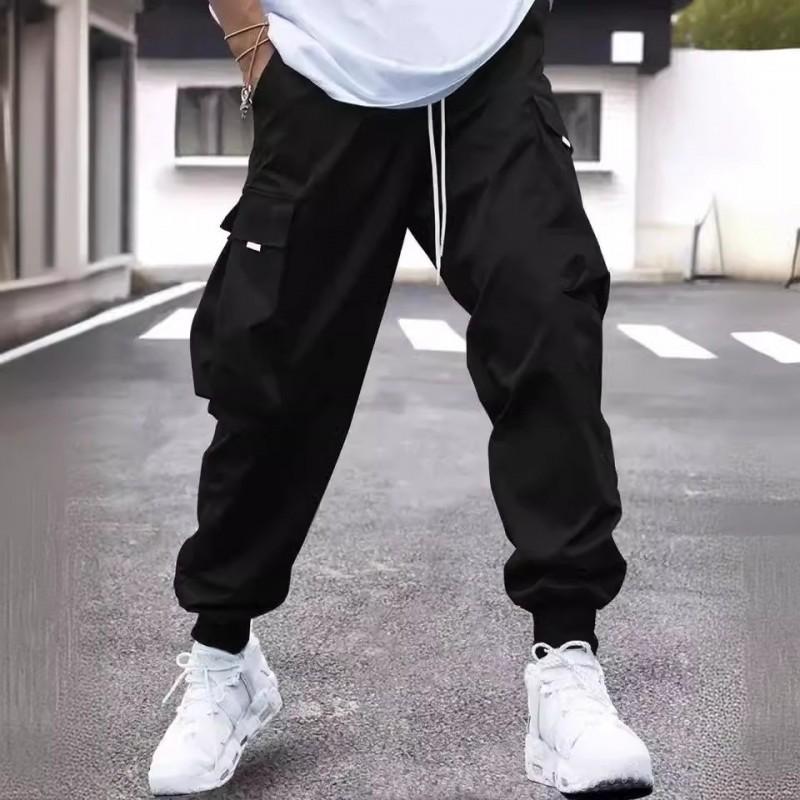 Mens Vintage Workwear Cargo Pants Loose Fit Straight Leg Printed Trousers Fall Outdoor Activity