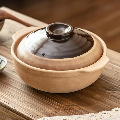High Temperature Resistant Pot With Lid Soil Casserole Household Traditional Saucepan Practical Binaural Soup Pot Restaurant Rice Pot