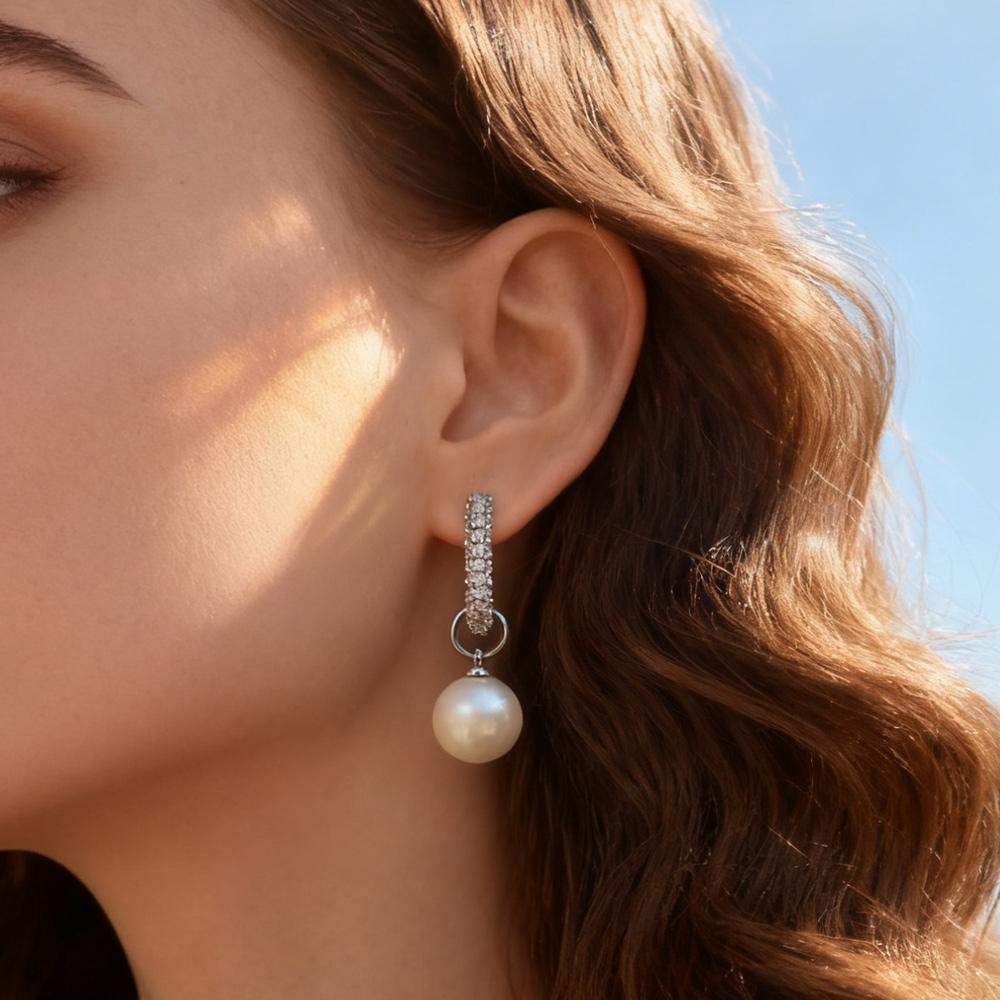 Imitation Pearl  Earrings For Women Fashion Luxury Cubic Zirconia Drop Earrings