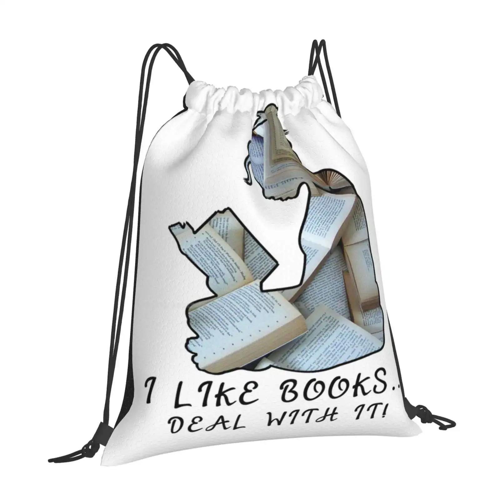 I Like Books... Deal With It! Hot Sale Backpack Fashion Bags Nerd Reading Fandoms The Mortal Instruments The Infernal Devices OneSize