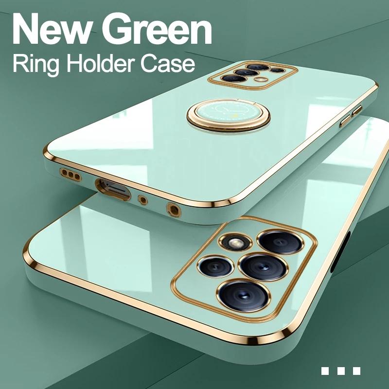 

Мягкий силиконовый чехол ярких цветов с 6D покрытием для Samsung Galaxy S21 S21 Plus S20 FE A52 A71 для iPhone 13 12 12 Pro XS XR, чехол для телефона с подставкой и кольцом