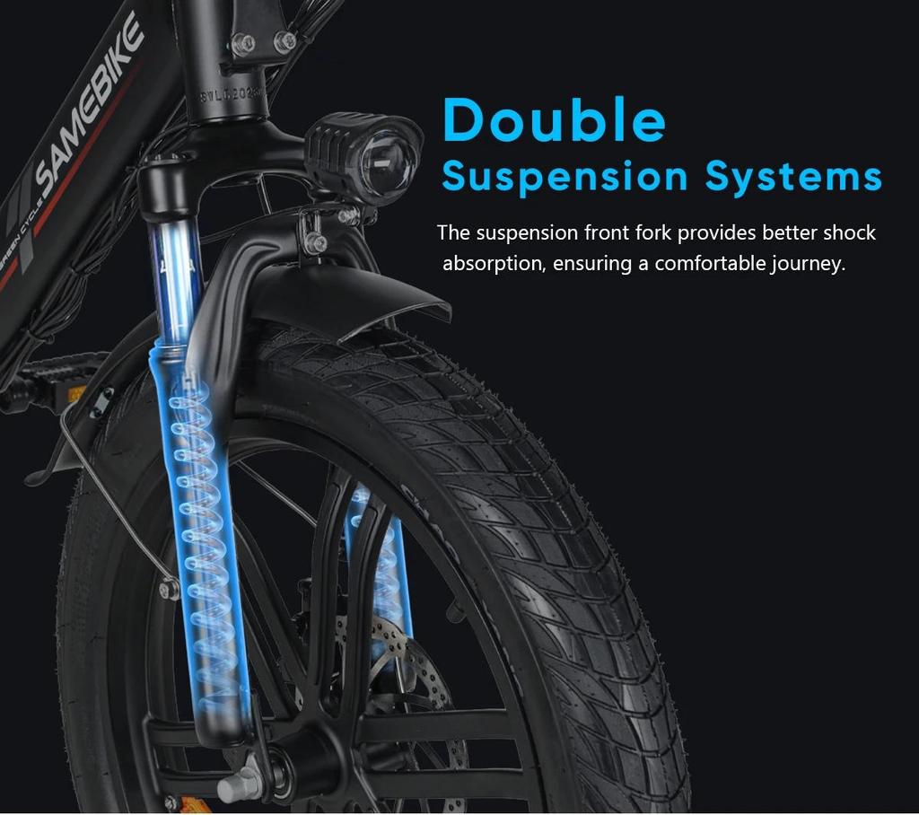 2026 Samebike New CY20Pro 36V500W Brushless Motor 13Ah Detachable Battery Electric Bicycle Dual Disc Brake 3.0 Tire Electric Bicycle