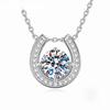 Moissanite Horseshoe Pendant Necklace 925 Sterling Silver Sparkling Necklaces for Women Wedding Jewelry