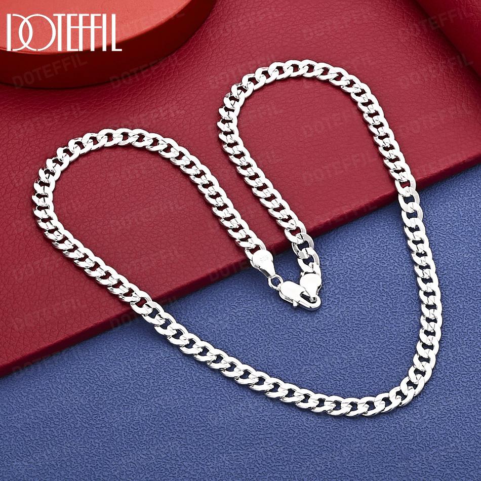 925 Sterling Silver 20-24 inch 7mm Side Chain Necklace Wedding Jewelry