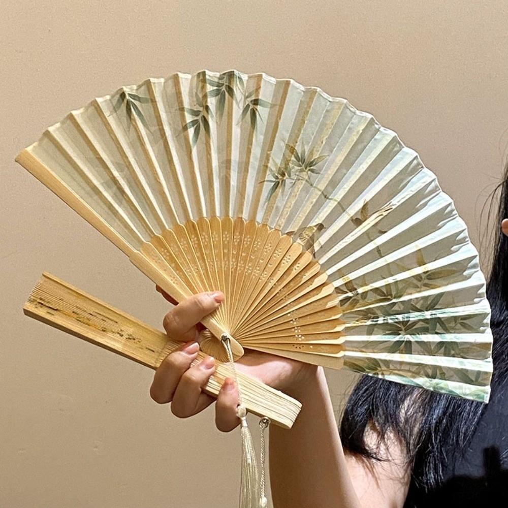 Chinese Style Bamboo Fan Butterfly Handheld Fan Dance Props Tassel Folding Fan Girl Gift