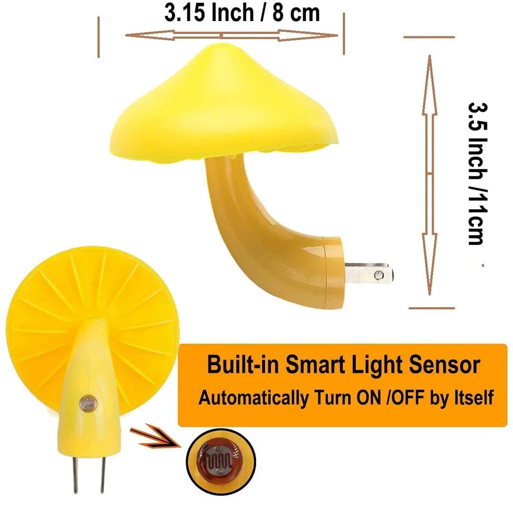 Light Sensor LED Night Light for Adults Kids NightLight Cute Mushroom Night Light Plug in Wall Lamps for Bedroom Bathroom Toilet